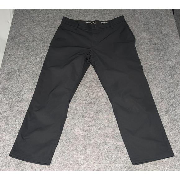 Hurley Other - Hurley Jet Set Tech Pants Men's Sz 36x30 Black Mid Rise Pockets Stretch Straight